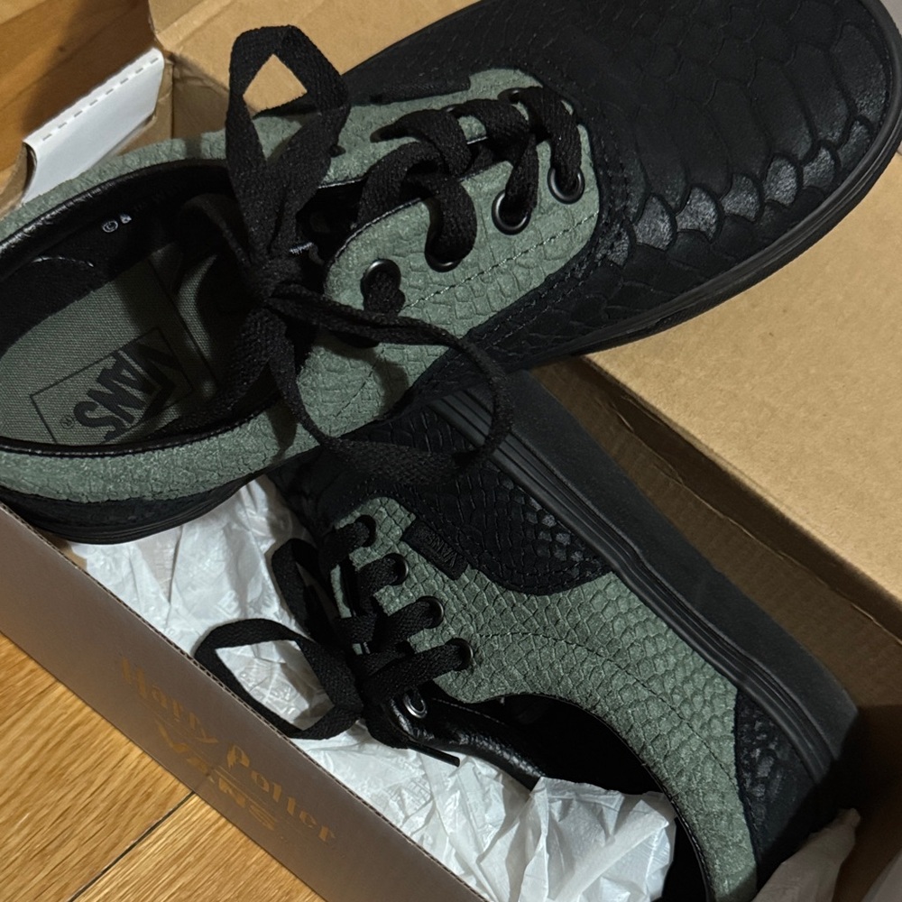 Vans Textured Black and Olive Sneakers